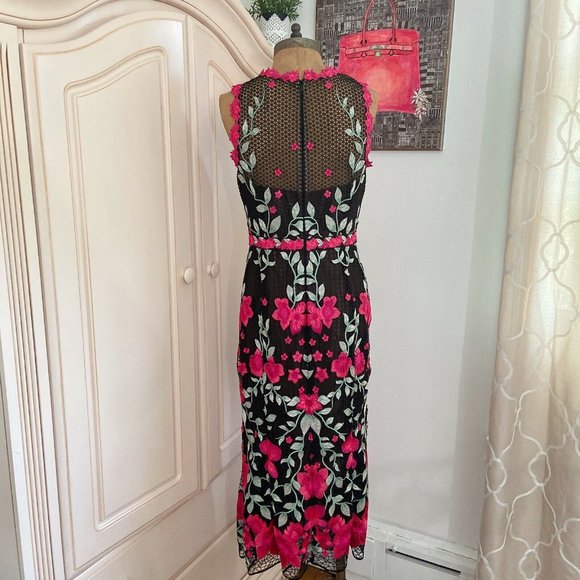 🆕 Marchesa Notte Embroidered Floral Lace Dress - Picture 8 of 10